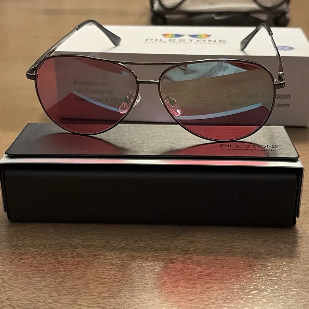 Pilestone TP-035 Lens B Aviator Style Color Blindness Glasses Indoor Outdoor NEW